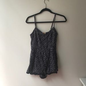 Navy blue and white romper